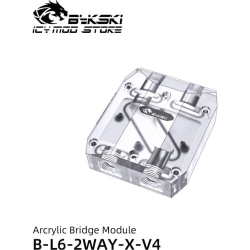 Bykski Video Cards Water Block Connector GPU Arcrylic Bridge Module PC Liquid Cooling System Graphics Card Bridge B-L6-2WAY-X-V4