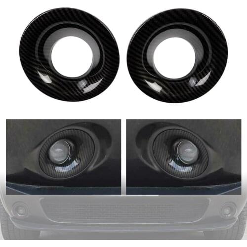 Carbon Fiber Black Front Fog Light Covers Lamp Trim For Dodge Challenger 2015-2019