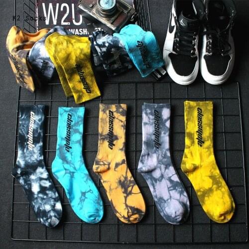 Hot Vortex Letter Tie-dye Sockings Cotton Deodorant Classmale Funny Fashion Skateboard HipHop Korea Soft Men and Women Socks