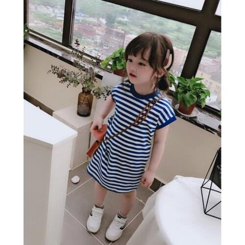 Girl Stripe Cotton Princess Dresses 2020 New Spring Summer New Baby Children Kids Casual Stitching Birthday Party Dresses