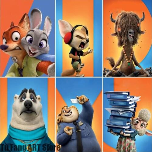 Disney Canvas Painting Cartoon "Crazy Animal City" Wall Art Posters and Prints Room Decor Pictures Home Decoration Wall Decor
