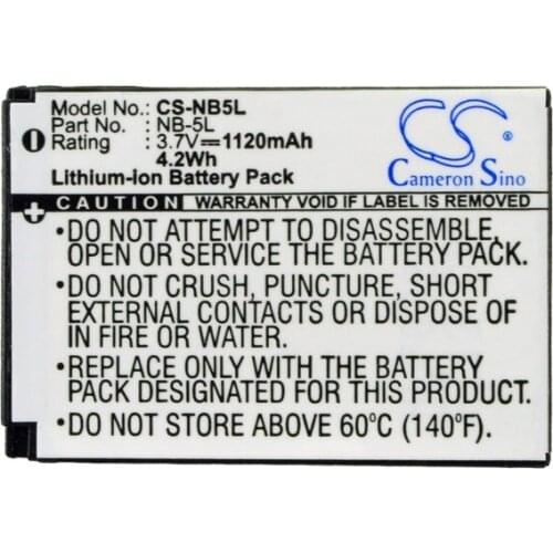Cameron Sino 1120mAh Battery NB-5L for Canon Digital IXUS 800 IS,850 IS,IXUS 860,860 IS,870 IS,900 IS,950 IS,960 IS,970 IS