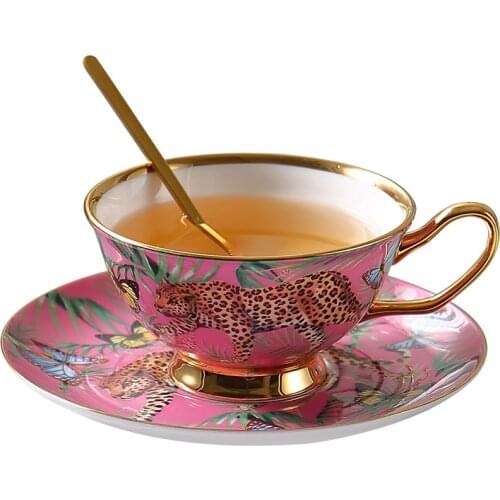 Coffee Set Cup & Saucers With Gold 304 SUS Spoon Handle Water Milk Tea Mugs Drinking Utensils Wedding Gift Present Box Packaging