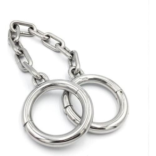 Stainless Steel Ankle Cuffs Heavy Bondage Cuffs Bdsm Slave Leg Irons With Chain Sex Restraints Bdsm Tools Adult Games Sex Toys