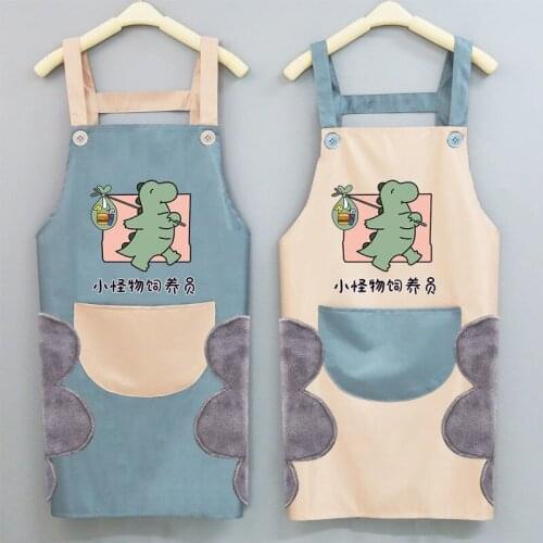 Cute Dinosaur Chef Apron Kitchen Baking Accessories for Men Woman God Of Cooking Foodie Character Simple Waterproof Fashion