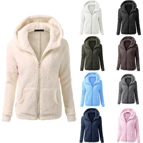 Fashion Ladies Solid Color Coat Women Jacket Fleece Shaggy Warm Jackets Overcoat Zipper Outwear Autumn Winter Tops For Female
