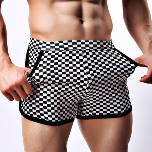 Fashion Men Plaid Black White Checkes Mens Casual Sport Running Shorts Boyshorts Boxers Trunks Underwear With Pocket