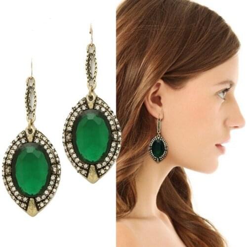 Fashion popular earrings wholesale retro alloy gem full drill stud earrings