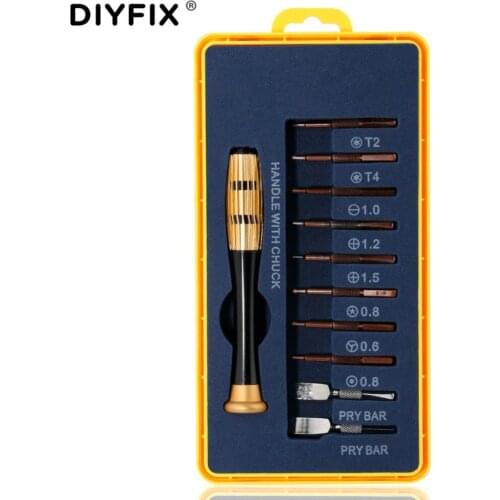 DIYFIX 11 in 1 Precision Screwdriver Set with Torx Cross Flat Pry Bar for iPhone Opening Repair Tools Kit DIY Hand Tool Set