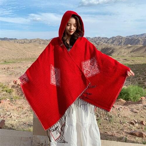New arrival Fashion comfortable elegant outdoor Clan style scarf winter vintage thick warm high quality work style knit poncho