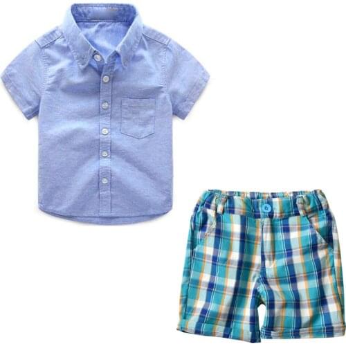 Oklady boys clothing sets summer gentleman suits short sleeve shirt + shorts 2pcs kids clothes children clothing set