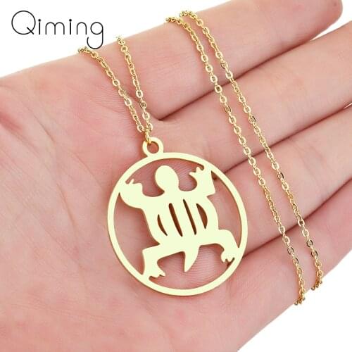 Handmade Turtle Cute Animal Necklace For Women Men Tortoise Pet Lover Stainless Steel Statement Pendant Necklace Party Gift