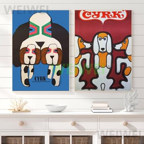 Poland Selke Circus Dog Canvas Painting Minimalist Wall Art Illustration Gift Wall Art Picture Modern for Living Room Decoration
