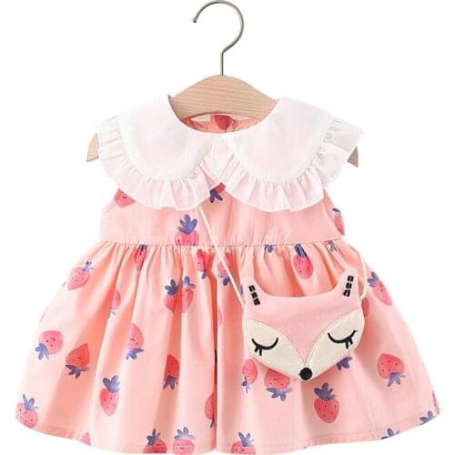 Infant Casual Dresses 2021Summer ChristmasCartoon Fox Coat Kid Girls Ruffles Dress Lovely Baby Clothes Newborn Vestido Suits