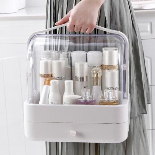 SAFEBET Cosmetic Storage Box Transparent Makeup Organizer 360 Rotating Acrylic Jewelry Box Drawer Desktop Organizer Dropshipping