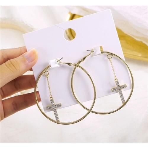European and American womens exaggerated large circle earrings earrings point cross drop ear ring new trend fashion nig