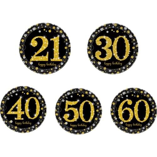 8pcs/lot Happy Birthday theme Party 7/9inch paper plate 18/21/30/40/50/60th Birthday Anniversary decor kids favor cake dish