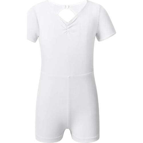 Kids Girls Tulle Splice Pinched Ballerina Costumes Cutouts Back Ballet Dance Gymnastics Leotard Unitard Biketard Dancewear