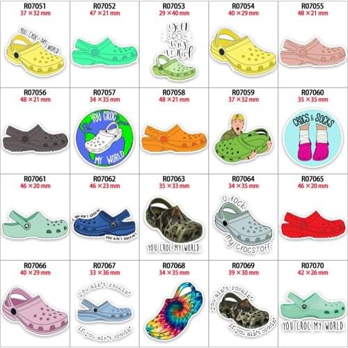 New You Croc My World Hole Shoes Pattern Printed Resin Flatback for DIY Handmade Materials R0705 R0706 R07070