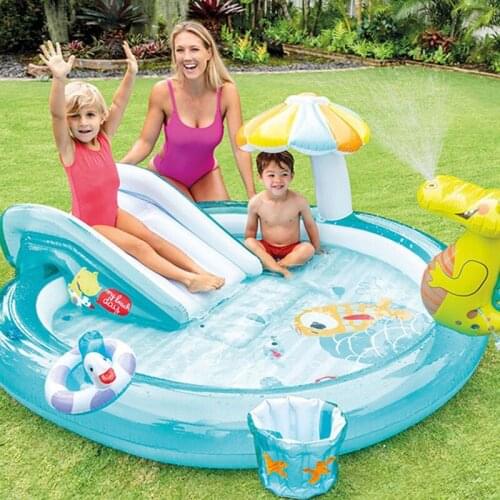 Outdoor Tubs High Quality Portable Inflatable Childrens Pool with Slide Swimming Pool Crawling Can Catch Fish By Spraying Water