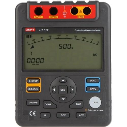 UNI-T UT512 Digital Insulation Resistance Tester Meter Megohmmeter Low Ohm Ohmmeter Voltmeter Auto Range 2500v Usb Interface ohm