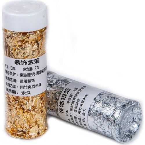 1 bottle Decorative Gold Leaf Flakes 2g Gold Silver Confetti DIY Nail Art Painting Material Decorating Foil Paper Party Supplies