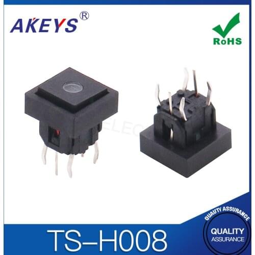 15PCS TS-H008 10*10 High-quality copper pin tact switch 4 pin DIP type with LED TS-LS-002