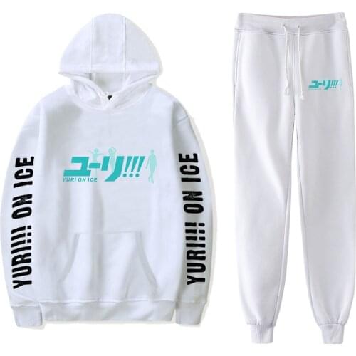 2020 New Anime YURI!!! on ICE Fashion Long-sleeved Hooded Sweater 2Pcs Women/Men Tracksuit Hoodies Pants Hip hop