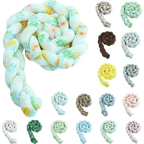 29 Colors 2M Nodic Baby Handmade Knot Newborn Bed Bumper Long Knotted Braid Pillow Baby Bed Bumper Knot Crib Infant Room Decor