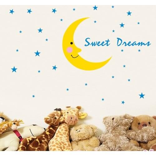 3D Cloud Moon star Ornaments Wall Sticker Baby Kids Room Decoration Sweet Dream Wood Wall Decal Nursery Decor murals Accessories
