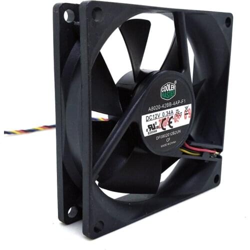 80mm cooling fan Original A8020-42BB-4AP-F1 DF0802012B2UN DC12V 0.34A 80x80x20MM 8cm 4Lines Computer cooling fan