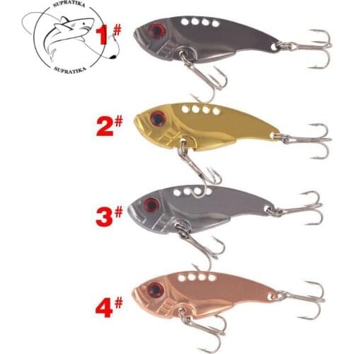 4Pcs/lot Metal VIB Lures 3D Eyes Sea Fishing Tackle Artificial Spoon Lure Fishing Bait Bass Pesca With 2 Hooks