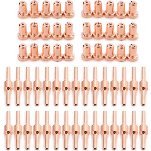 60pcs Red Copper Extended Long Plasma Cutter Tip Electrodes&Nozzles Kit Mayitr Consumable For PT31 LG40 40A Cutting Welder Tor
