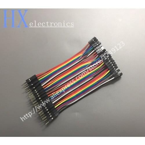 Free shipping 2PCS 10CM length 40p dupont line male to female Male head turn female head Rainbow Cable 2.54 lead pitch