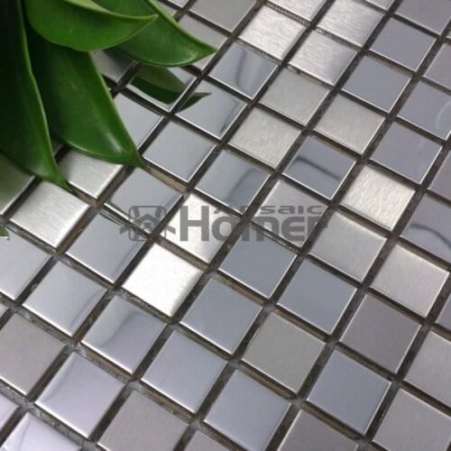 Free shipping, 8mm metal wall mosaic tile ,silver color stainless steel wall tiles wall covering living room wall mosaic