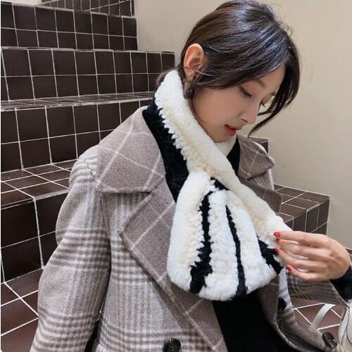 Free Shipping New Genuine Rex Rabbit Fur Scarf 3 Colors Knitted Fur Shawl Winter Real Fur Poncho Wholesale Retail OEM