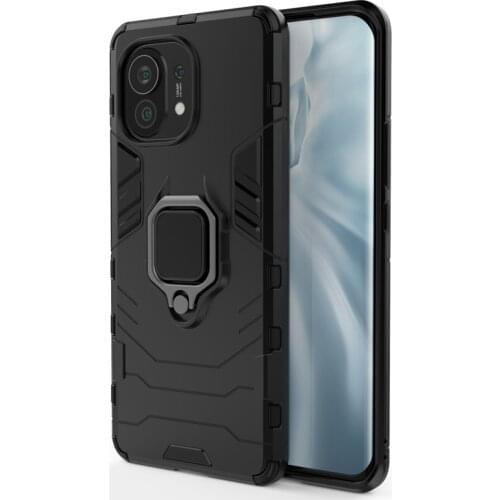 For Cover Xiaomi Mi 11 Case For Mi 11 Capas Shockprook Bumper Phone Back Hard Armor Magnetic Metal Holder Cover For Mi 11 Fundas