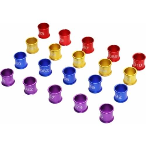 100 Pcs 8mm Diameter Pigeon Pet Bird Digital Aluminum Foot Ring NO.001-100 Custom 4 Colors Aluminum Digital Rings