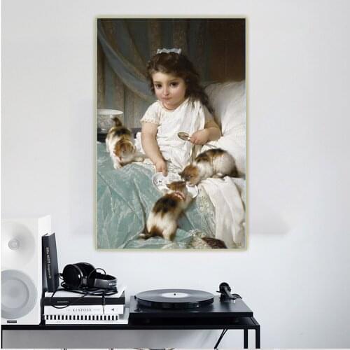 Citon Emile Munier《Feeding New Friends》Canvas Oil Painting Childhood memories Background Decor Home Childrens room Decoration