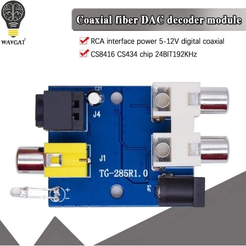 CS8416 CS434 24 Bit 192KHz Coaxial Optical Fiber DAC Decoder Board Module RCA Interface 5-12V Digital Optical Decoder