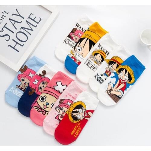Colorful Sock for Woman Short Adult Kawaii Ladies Soft Sox Cartoon ONE PIECE Socks Cotton Spring Summer Female Trendy Calcetines