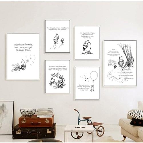 Children Room Decor Cartoon Winnie The Pooh Poster Canvas Paintings On The Nursery Kids Room Decor Modular Picture Baby Gift