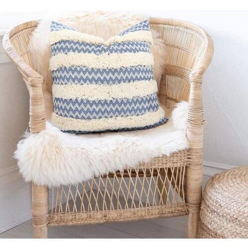 HGHO Boho Decorative Tufted Throw Pillow Covers Cotton Woven Modern Wave Tribal Farmhouse Cushion Case for Sofa 18X18 Inch