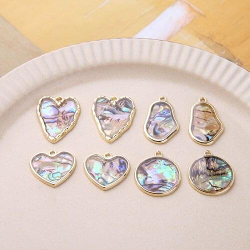 DIY Handmade Ornament Accessories Colorful Sea Shell Material Necklace Pendants Fashion Earring Heart Round Charms