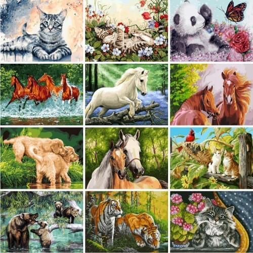 EverShine Painting By Numbers Kits Animals Hand Painted Drawing Canvas Horse Adult Number Painting Wall Art Home Decor