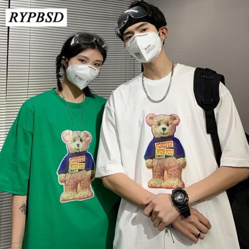 Cartoon Anime T shirt Men Summer Bear Print Korean Women Men Oversize T shirt Hip Hop Designer Short Sleeve Streetwear T shirt