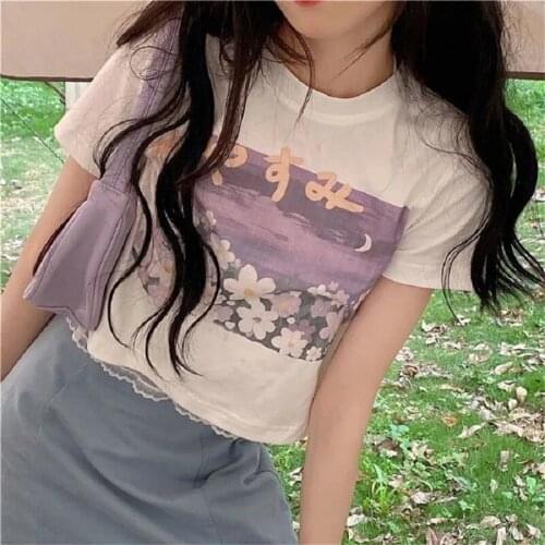Print T Shirt Women Summer Tshirts Harajuku Korean Charming Boy Ulzzang Graphic Tops Kawaii T-shirt clothes tshirt clothing punk