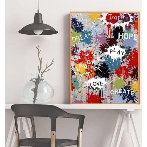 Graffiti Love Hope Slogan Posters Prints Colorful Motivational Words Wall Art Canvas Paintings For Modern Room Decor Cuadros