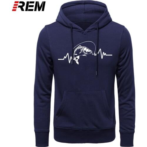REM Hoodies Hot Clothing Cotton Men High Quality Heartbeat Carp Fisherman Angler Bait Hoodies, Sweatshirts
