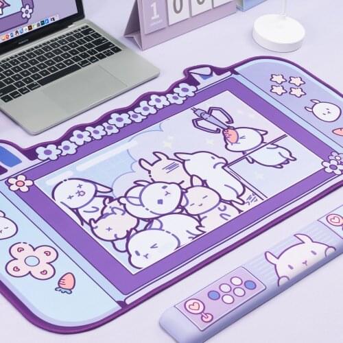 Gaming mouse pad super cute thickened seaming table mat bunny office computer pad keyboard hand rest wrist